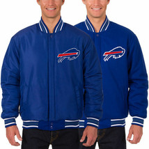 Buffalo Bills JH Design Wool Reversible Jacket Embroidered Logos Royal - £142.20 GBP