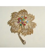 Vintage Sarah Coventry Faux Gemstone Gold Tone Palm Tree Pin - £18.10 GBP