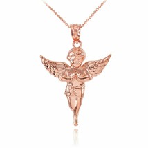 10k Solid Rose Gold Diamond Cut Angel Small Pendant Necklace - £143.77 GBP+