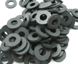 1/4&quot; ID Rubber Flat Washers  1/2&quot; OD  1/16&quot; Thick  Black  50 Pieces per Package - £11.03 GBP