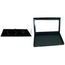 Jewelry Display Tray Case Box &amp; Black Velvet Necklace Chain Insert Kit 2 Pcs - £26.29 GBP