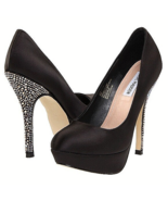 Steve Madden Women Black Satin Rhinstone Heel Stelletto Size 9.5M - €47,74 EUR