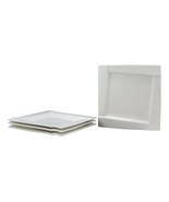 Set Of 4 Contemporary White Porcelain Square Dinner Pasta Entree Plates 10&quot; - $62.87 CAD