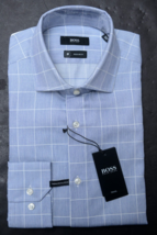 HUGO BOSS Hombre Gordon Viaje Corte Normal Azul Thermoregulation Camisa ... - $64.34