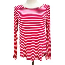 AEO Soft &amp; Sexy Jegging T-Shirt Womens XS White Red Stripe Long Sleeves - £8.56 GBP