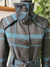 Steve Madden Women&#39;s Black Polyester Long Sleeve High Neck Buttons Long Coat L - £39.16 GBP