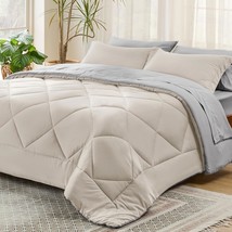 Bedsure Beige Comforter Set - 7 Pieces Reversible Bed In A Bag, Bedding Sets - £61.71 GBP