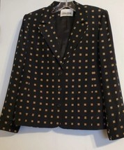 David Hayes For Neiman Marcus Black W/ Beige Square Pattern Silk Blazer ... - $37.36