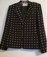 David Hayes For Neiman Marcus Black W/ Beige Square Pattern Silk Blazer ... - $37.36