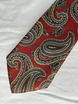 Vintage Christian Pelini Tell Tie Red Paisley Silk - $15.00