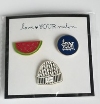 Love Your Melon Watermelon Lym Knit Beanies Set of 3 Enamel Lapel Pins - £9.03 GBP