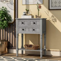Merax Narrow Console Sofa Table Sideboard With 3 Storage Drawers And, Gray Wash - £138.57 GBP
