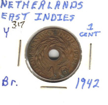 Netherlands East Indies 1 Cent, Bronze, 1942, KM 317 - £3.18 GBP