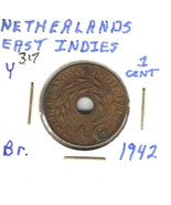 Netherlands East Indies 1 Cent, Bronze, 1942, KM 317 - €3,49 EUR