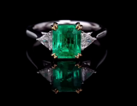 2Ct Emerald Lab-Created Emerald  Anniversary Ring 14k White Gold Plated Silver - $252.44