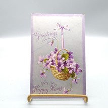 Antique Embossed Greetings Postcard Happy Xmas Forget Me Not Flowers Davidson - £10.07 GBP