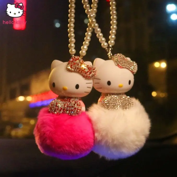 Anime Hello Kitty Automobile Hanging Ornament Cute Car Rearview Mirror Hangings - £12.34 GBP+