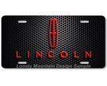 Lincoln Logo Inspired Art Red on Mesh FLAT Aluminum Novelty License Tag ... - £14.14 GBP