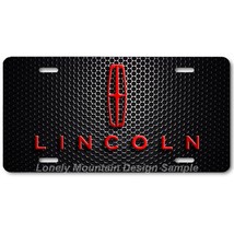 Lincoln Logo Inspired Art Red on Mesh FLAT Aluminum Novelty License Tag ... - £14.38 GBP