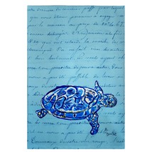 Betsy Drake Blue Script Sea Turtle Guest Towel - £27.23 GBP