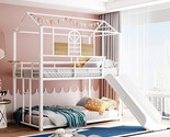 Metal Bunk Bed Twin Over Twin, Floor Bunk Bed/Kids House Bunk Bed With S... - $659.99