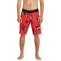 Volcom Men&#39;s Lido Print Mod 20 Board Shorts in Carmine Red-Size 32 - £27.93 GBP