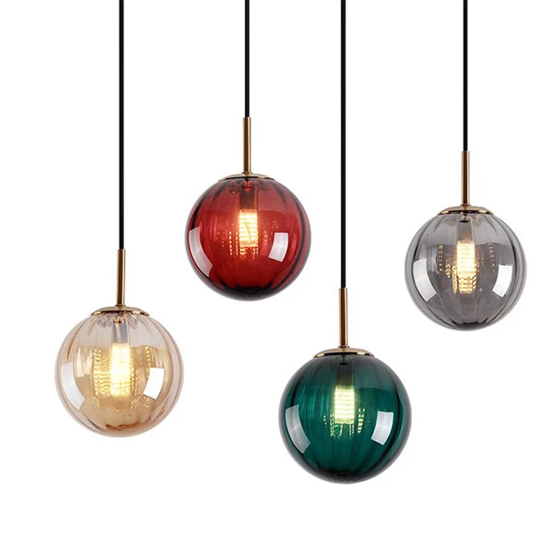 T nordic hanging lamps glass ball lighting fixtures home bedroom living room suspension thumb200