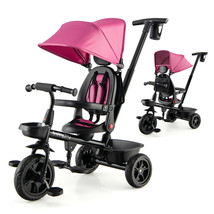 4-In-1 Toddler Tricycle Reversible Baby Trike W/ Height Adjustable Push Handle - £155.26 GBP