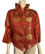 Chinese Red and Gold Floral Lined Long Sleeve Jacket Size L - €40,94 EUR