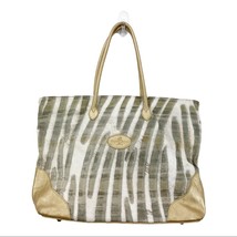 Terrida Tagaroa Venice Tote Bag Metallic Gold Tan Zebra Animal Mob Wife ... - $53.03