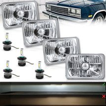 4X6&quot; 22/22w H4 LED Crystal Clear Glass Lens Headlight Set for 1981-87 GM... - £157.99 GBP