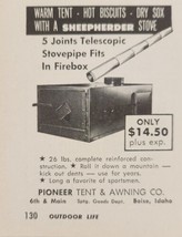 1956 Print Ad Sheepherder Stove with Telescopic Pipe Pioneer Tent Boise,Idaho - $8.98