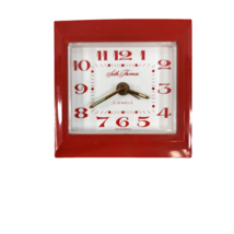 Seth Thomas Analog Desk / Traveling Clock Red Square Made in Germany - Ticks - £14.44 GBP