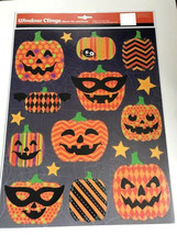 Halloween Spooky Cute Pumpkins 17 Pieces Window Film Clings Stars Decorative - $15.65