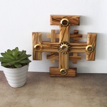 6&quot; Jerusalem Cross Made of Olive Wood in Jerusalem the Holy Land, Perfec... - £47.15 GBP