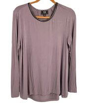 G By Giuliana Long Sleeve Top Size M Rayon &amp; Spandex Grey - $11.52