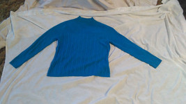 Women&#39;s Sag Harbor Blue/Green Pullover Long Sleeve Sweater Size Large - £8.36 GBP