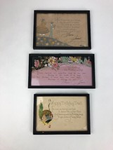 3 Vintage 1930’s American Folk Art Greeting Card Picture Framed RARE Anniversary - £31.23 GBP