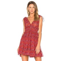Ulla Johnson Noelle Dress Size 4 Ruby Red 100% Silk Sheer Floral Georget... - $2,732.71 MXN