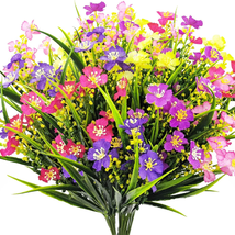 Artificial Flowers 10 Bundles Outdoors UV Resistant Fake Plants outside Faux Pla - £23.06 GBP