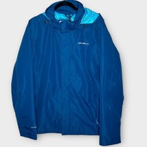 EDDIE BAUER Weatheredge blue hooded windbreaker jacket men’s size large rain - £29.55 GBP