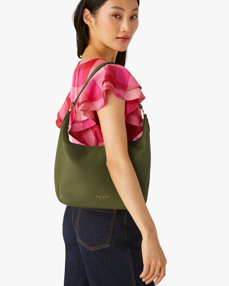 NWB Kate Spade Leila Shoulder Dark Army Green Leather Purse KB694 Gift Bag FS