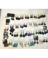 Vintage 925 Silver Natural Stones Earrings 36 Pairs Lot Assorted Stones - $95.13