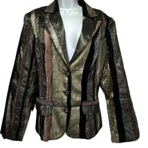 Cartise Sport Striped Metallic Crepe Western Gothic Blazer Jacket Size 12 - $29.69