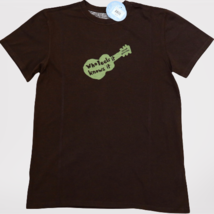 Life is Good Men`s T Shirt M Slim Fit Stamp Guitar Brown Fade Out Tee New NWT - £22.67 GBP