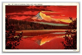 Mount Hood At Sunrise From Lost Lake Oregon OR UNP WB Postcard Z10 - $2.92