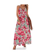 Mondxflaur Classic Floral Summer Dresses for Women V-neck Spaghetti Stra... - $45.26 CAD