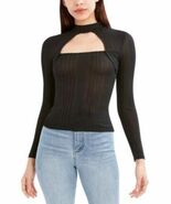 MSRP $78 Bcbgeneration Knit Cutout Mock-Neck Top Black Size Medium NWOT - $653.78 MXN