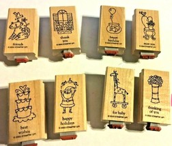 Lot of 8 New Stampin&#39; Wood Craft Stamps Variety lot #3 - £5.41 GBP
