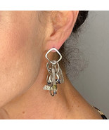 Cluster Earrings Sterling 925 Silver Charm Dangle Drop Earrings Boho Han... - €74,38 EUR
